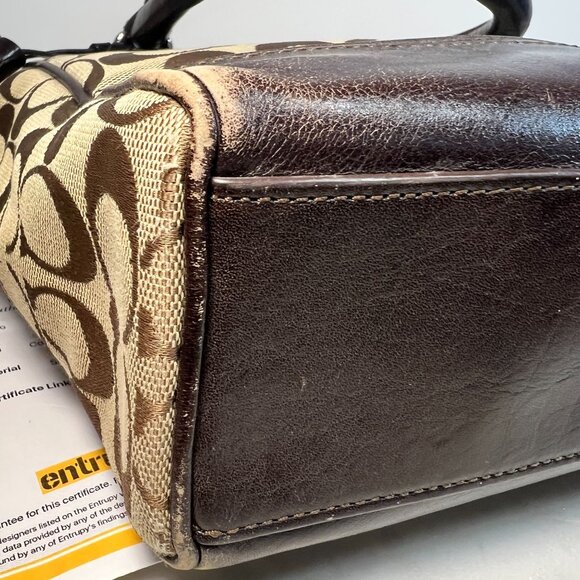 Certified Coach Jacquard Leather Tote Hand Bag Purse Dual Handles shoulder strap - Picture 6 of 6